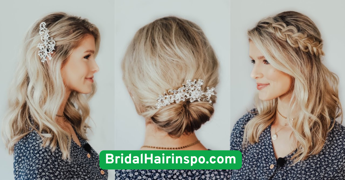 Low Braided Updo with Flower Accessory
