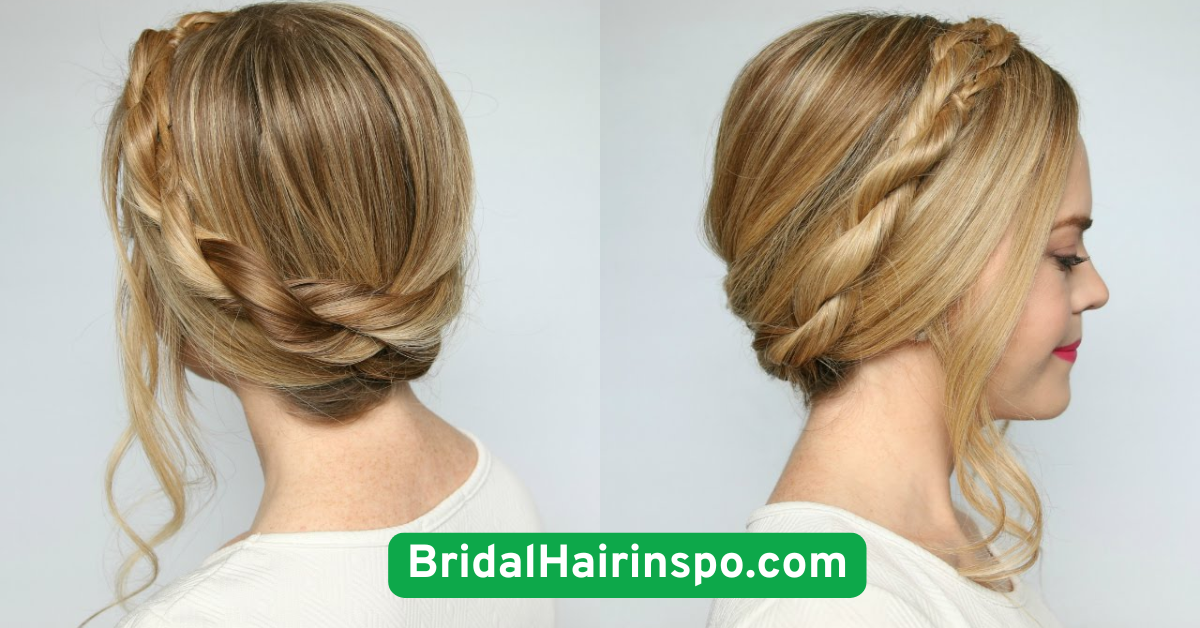 Braided Crown Updo with Tendrils