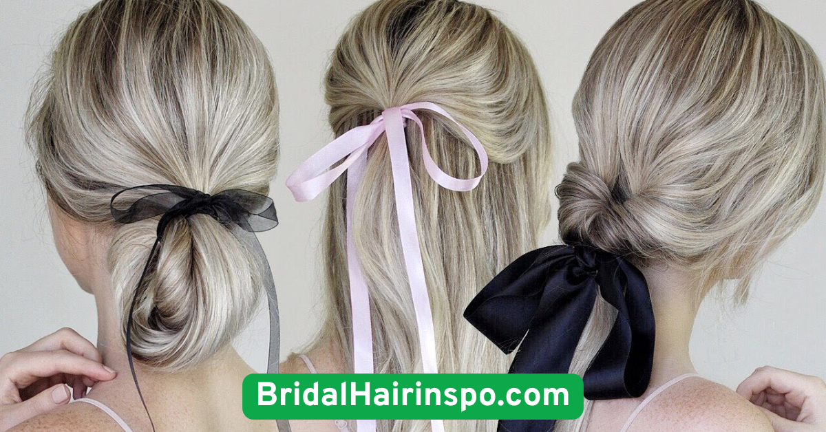 6. Braided Low Ponytail with a Ribbon Tie