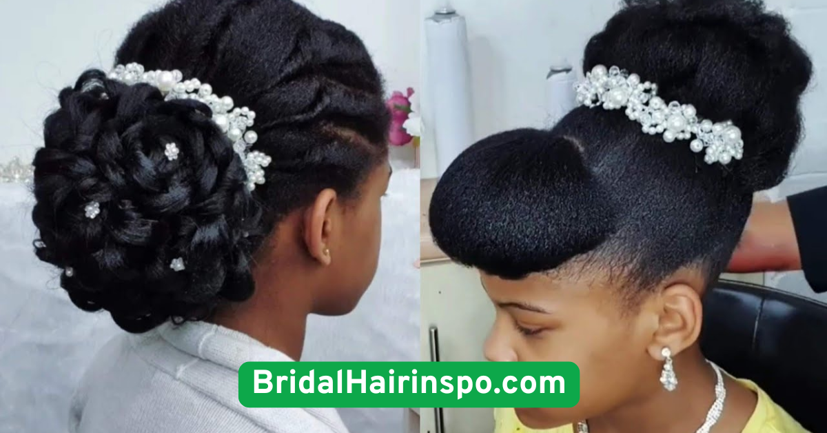  Natural Afro Puff with Bridal Pins