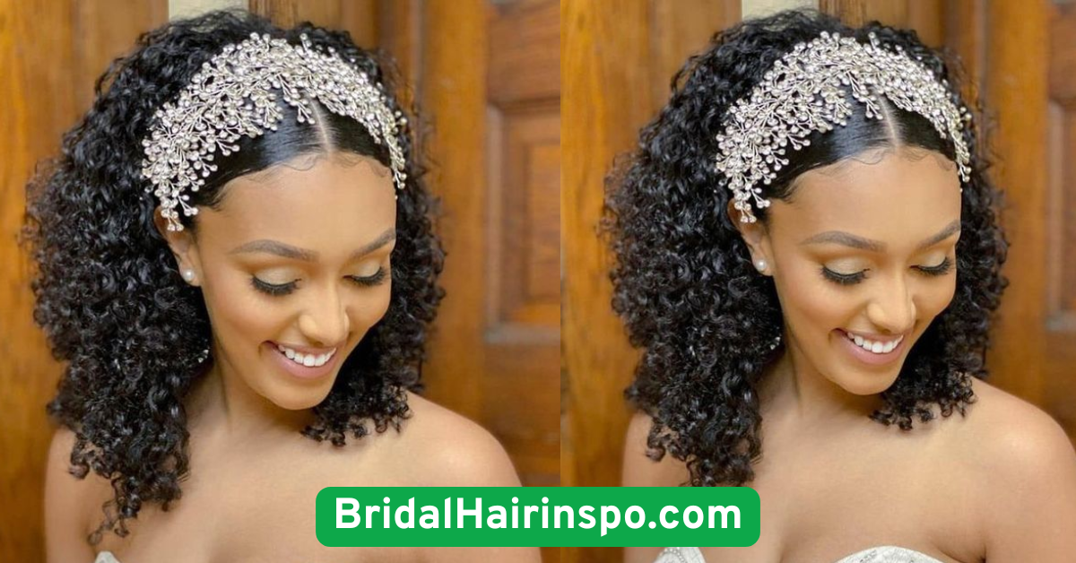 8. Curly Afaro with Bridal Headband