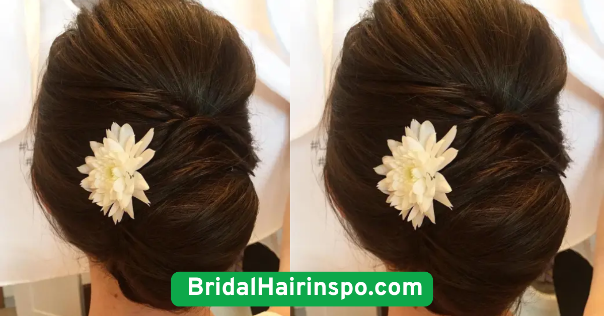 Loose French Twist with Fresh Greenery