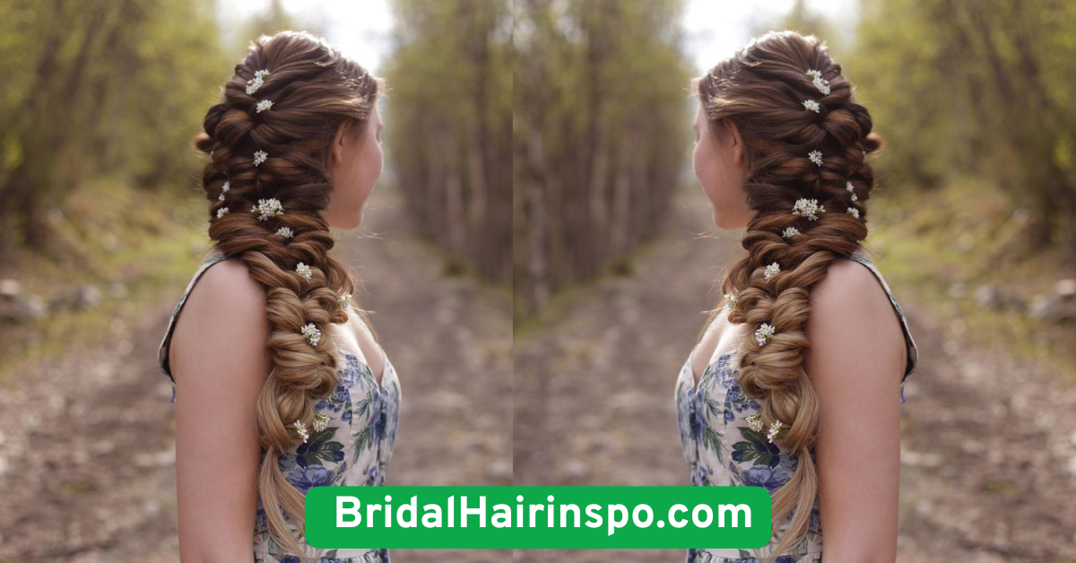 Side Braid with Loose Tendrils and Flowers